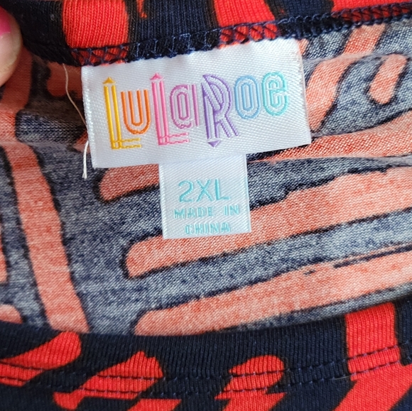 Lularoe Julia Dress red blue mod print 2xl - Picture 2 of 3